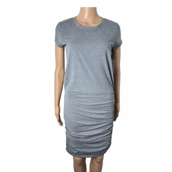 Athleta Topanga Gray Ruched Side T Shirt Dress Athleisure Casual Size S - Picture 4 of 8